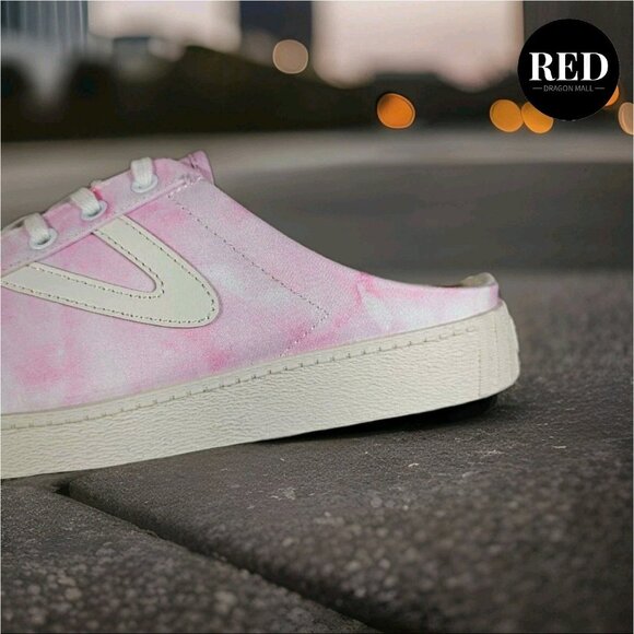 Tretorn Lace up Sneaker Mules Easy Nylite Canvas Pink White Dye - Women's Size 9 - Picture 9 of 15